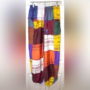 Earthbound Trading Co Patchwork Boho Pants Small NWOT Colorful Hippie Festival